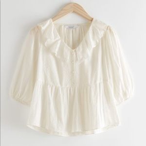 & other stories cotton dobby ruffle blouse